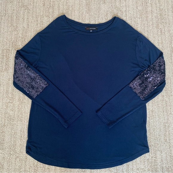 Navy Top with Sequin Arm Patches - Picture 5 of 8